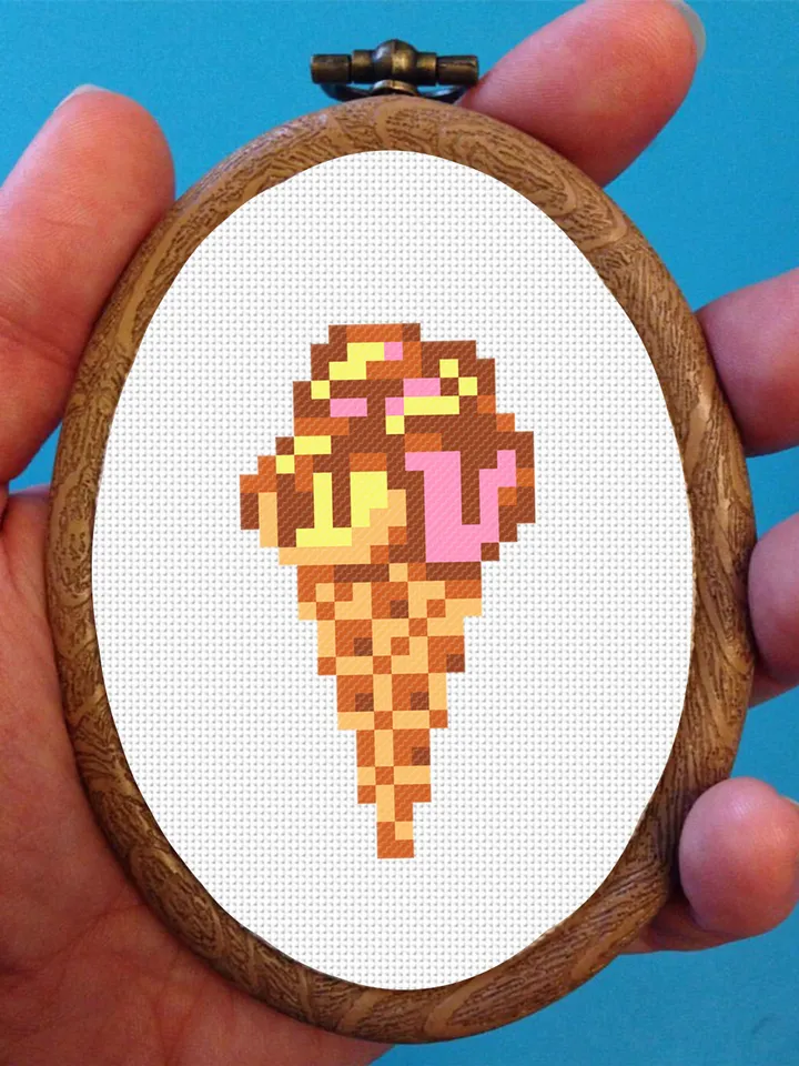 Ice cream small cross stitch pattern PDF Mini cross stitch chart, Minimalistic food cross stitch Instant download PDF, Kitchen decor #F9