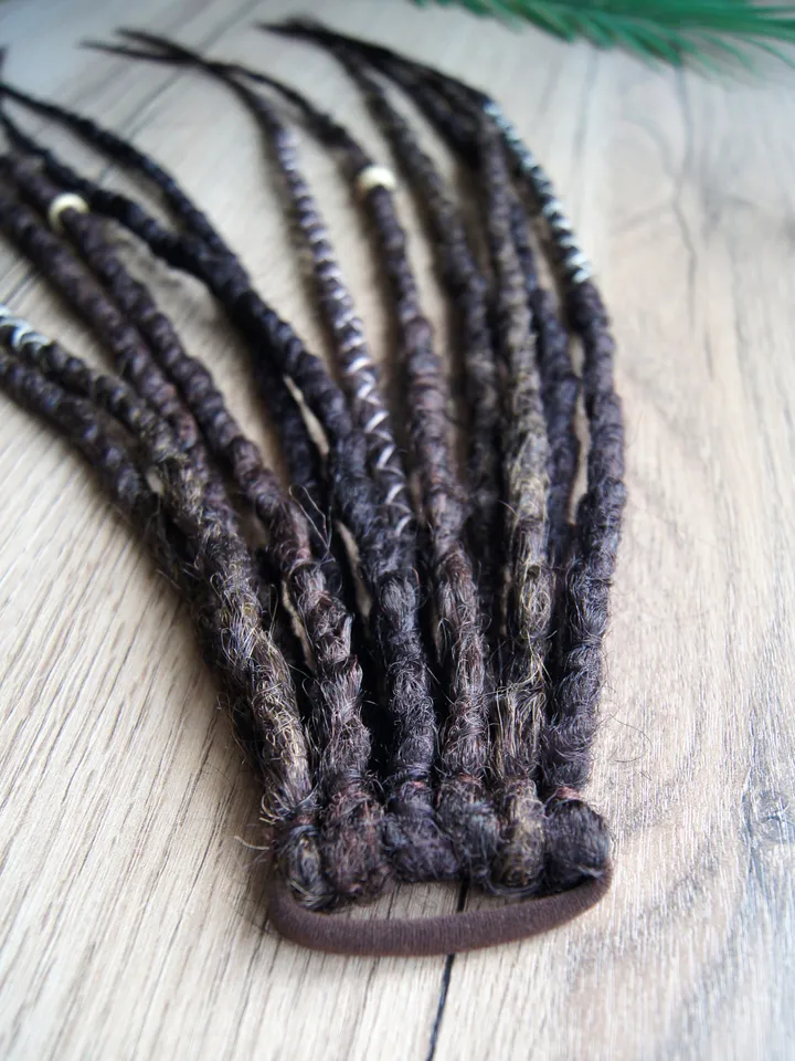 Ponytail Dreadlock Extension Dreadlocks on elastic band Mix brown Dreads Hippie Witchy Pagan Viking Bohemian Boho style