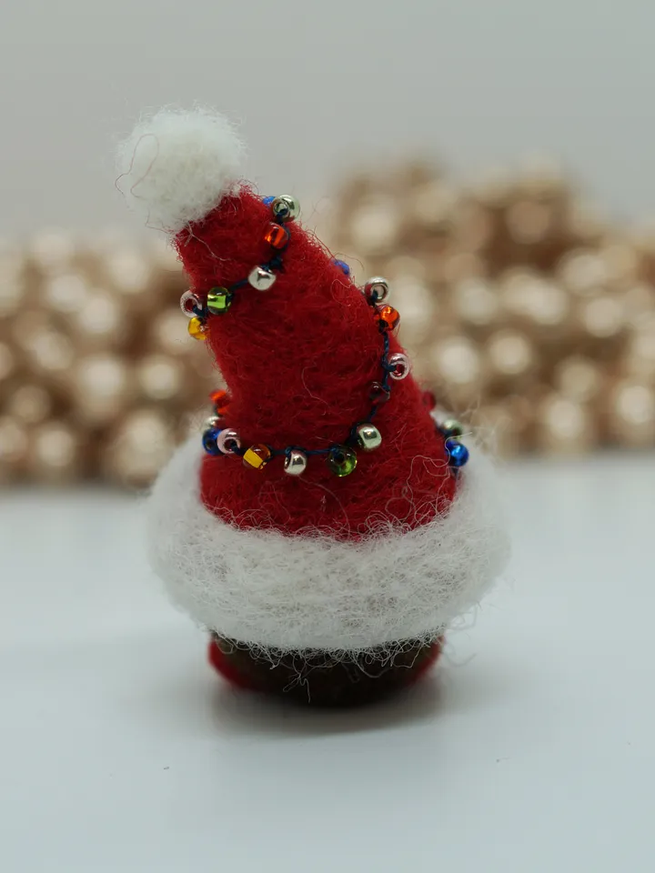 Miniature needle felted gnome, Santa gnome, Christmas gnome, gnome in a red hat, ready to ship from the USA