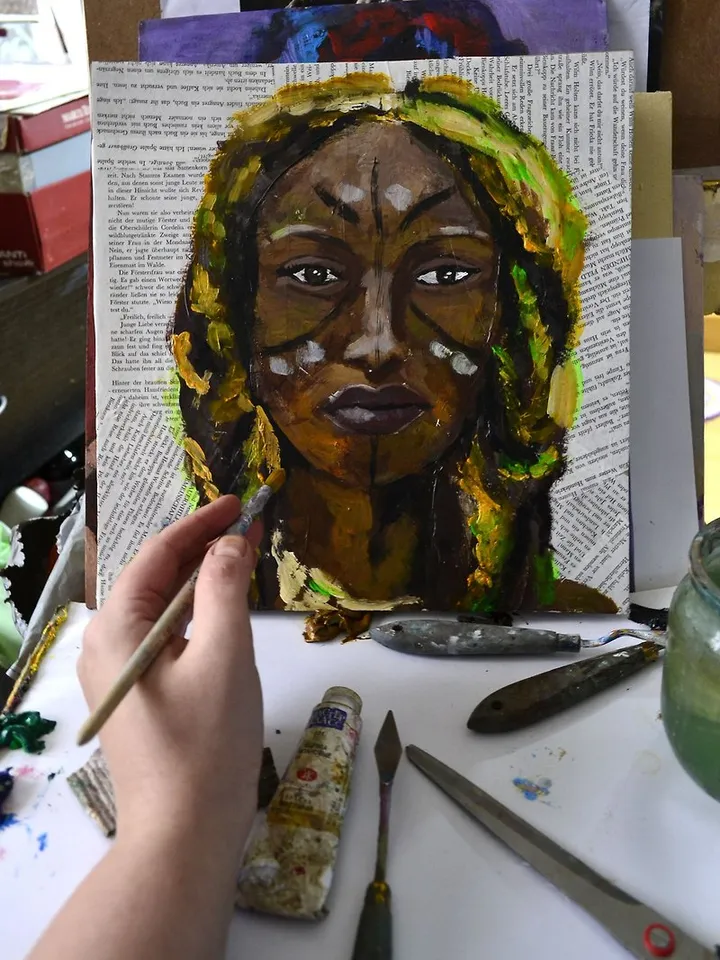 African American Woman Art African Girl Painting Portrait Wall Art
