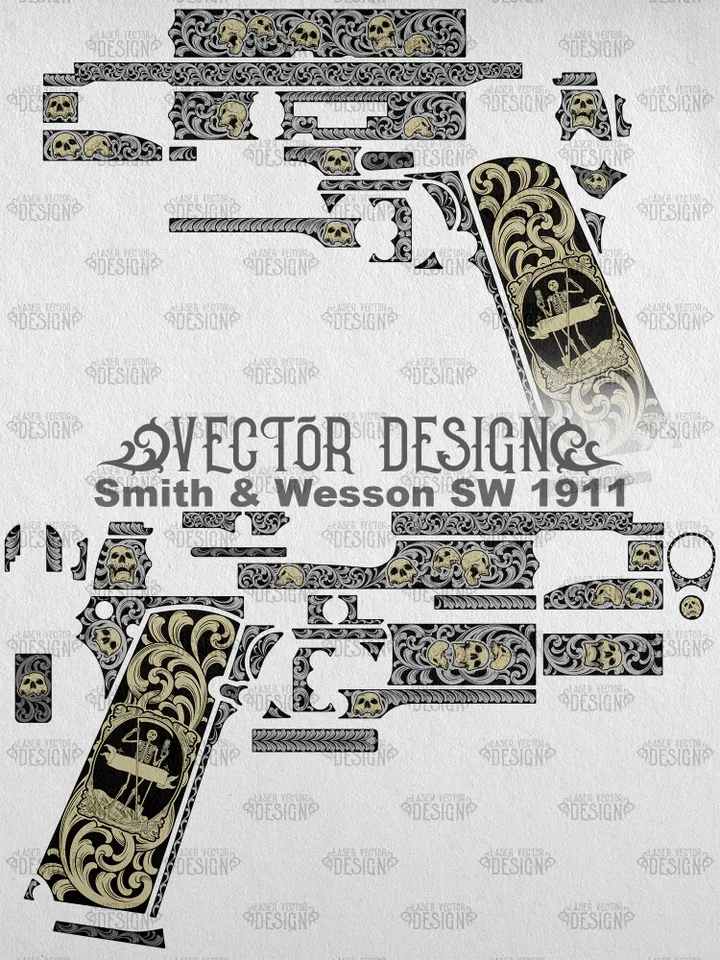 VECTOR DESIGN Smith & Wesson SW 1911 Scrolls and skulls