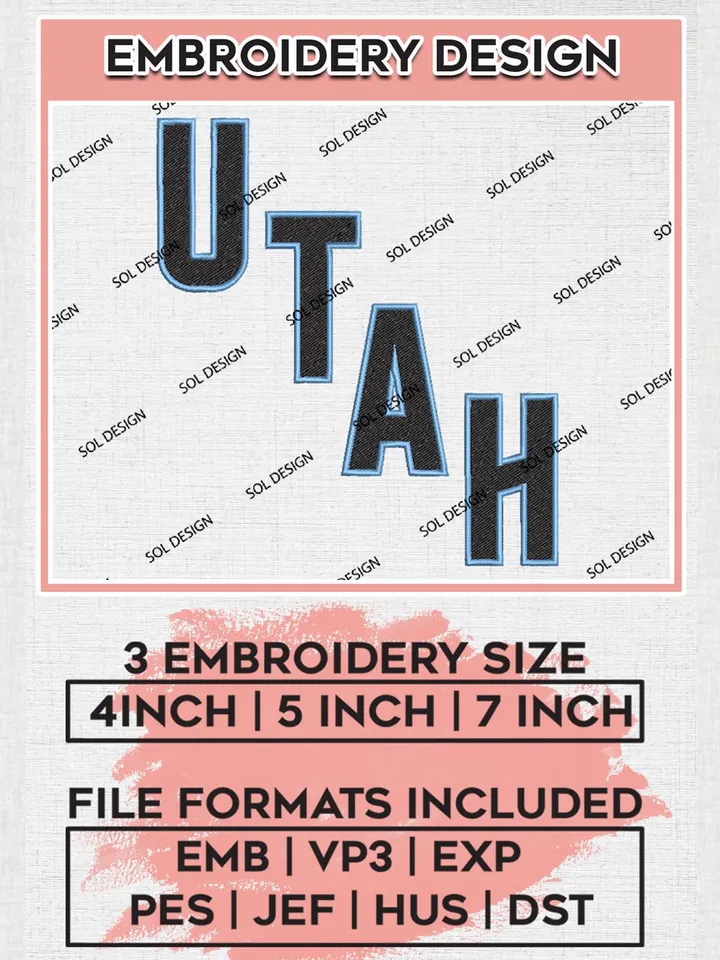 NHL Utah Team Embroidery Designs, NHL Utah Hockey Club Files, NHL Hockey Embroidery, Hockey Team Machine Embroidery Design, Digital Download
