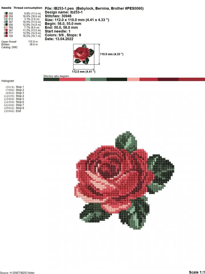 Roses cross-stitch set patterns machine embroidery designs digital embroidery pattern clothing décor embroidery motif flower embroidery