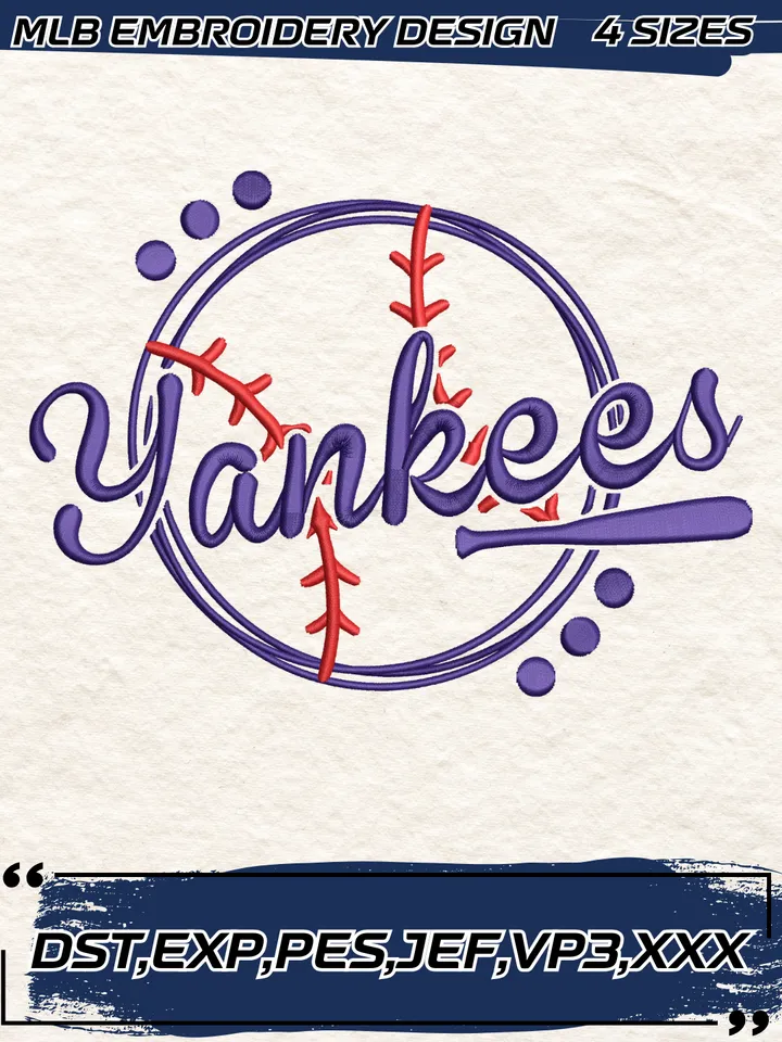 New York Yankees Baseball Embroidery Design,MLB Embroidery Design,Machine Embroidery Design File,4 Sizes, Digital Download