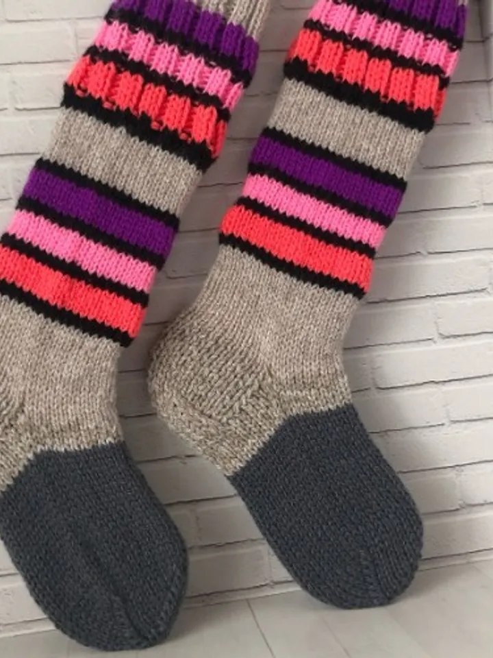Warming Knee Socks Knitted Handmade