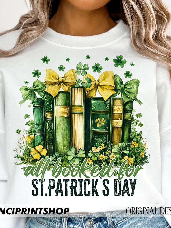 All Booked For St. Patrick's Day Png, Coquette St Patty's Day png, Lucky png, Retro St Patricks Day PNG, Book Lover png, Irish png, Retro