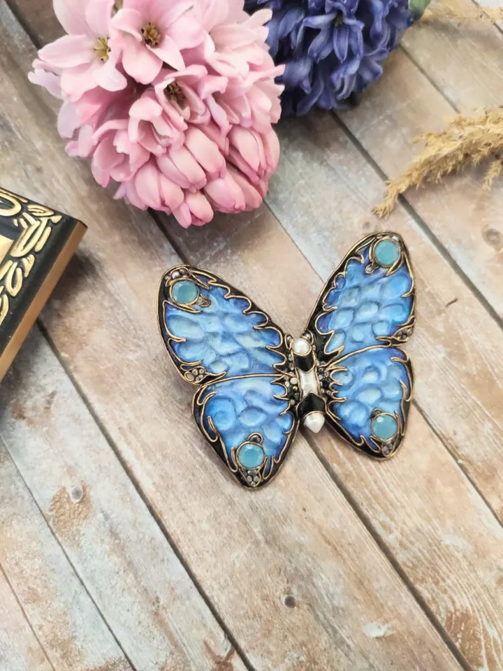 Brooch Butterfly Blue Morpho, butterfly effect, exclusive edition blue, Butterfly