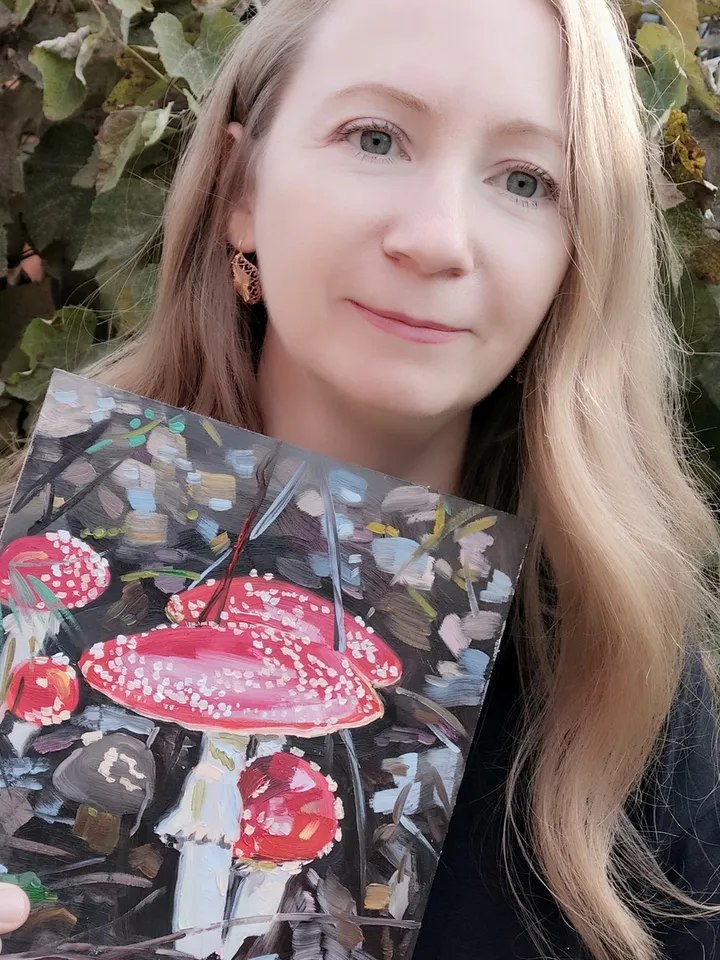 Mushroom painting Fly Agaric Original Art 10 by 8 inches Amanita Wall Art Mushrooms artwork original oil painting