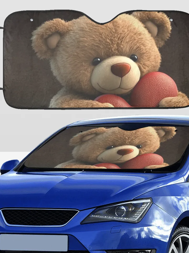 Cute Bear with Heart Car SunShade