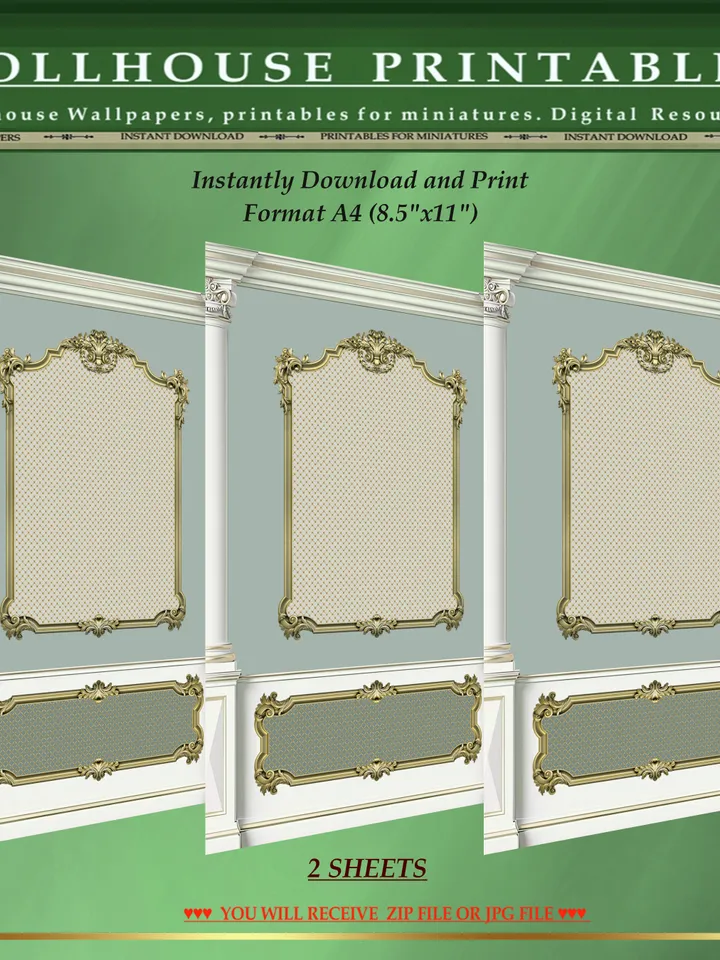 Wallpapers- Set 17-v5 | Printables for Dollhouses and Unique Miniature Projects | Digital Downloads | in Scale 1/12th