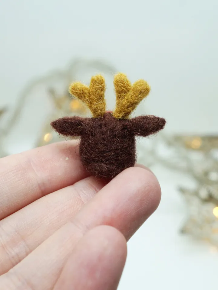 Tiny needle felted Rudolph the reindeer, red nosed deer, Christmas gift, made to order