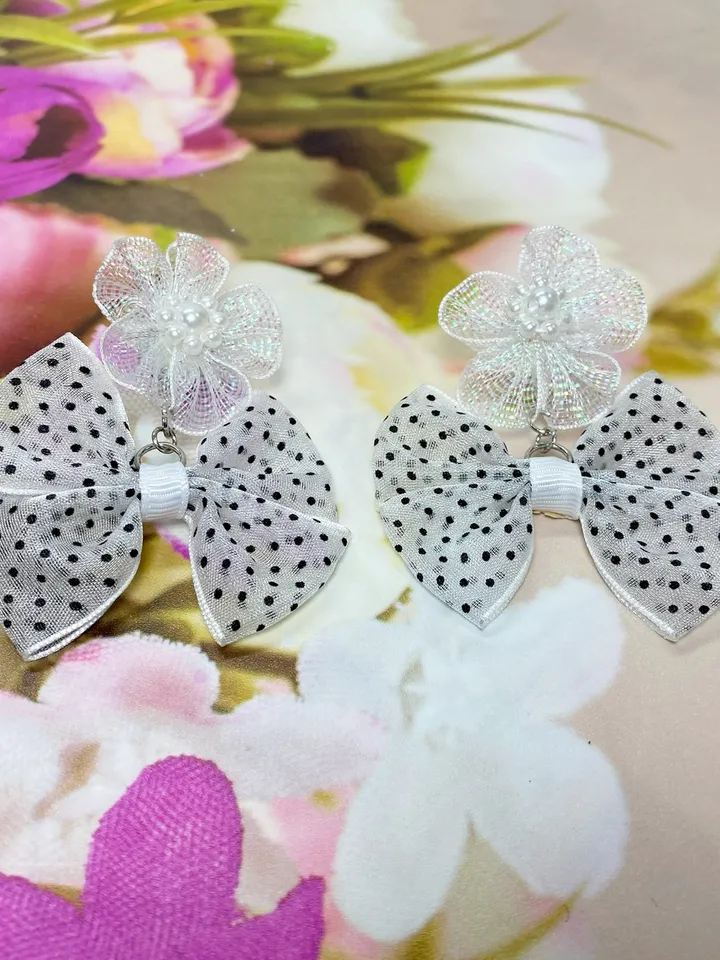 Fabric bow earrings. Handmade. Handmade jewelry.