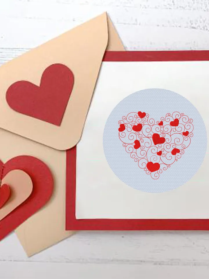 Heart Scroll Embroidery design Machine embroidery pattern 5 sizes, Embroidery files heart ornament instant download, Valentine heart #R23
