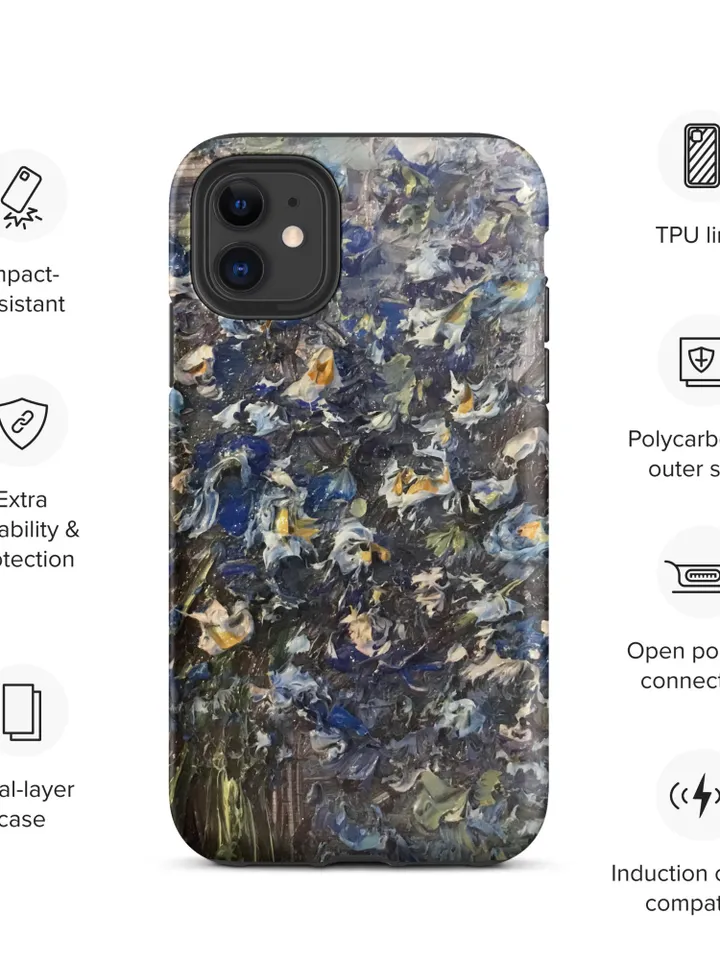 Forget me not bouquet flowers Tough iPhone case,made from my original oil painting,unique gift for her.