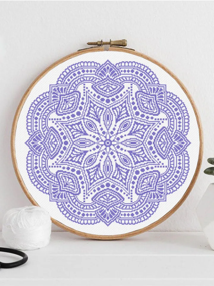 Flower mandala cross stitch pattern PDF download Mandala ornament cross stitch chart, Mandala pattern digital PDF, Mandala embroidery #M269