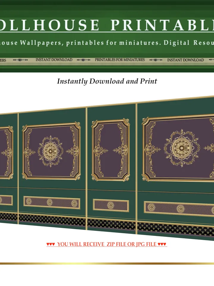 Wallpapers- Set 18-v2 | Printables for Dollhouses and Unique Miniature Projects | Digital Downloads | in Scale 1/12th