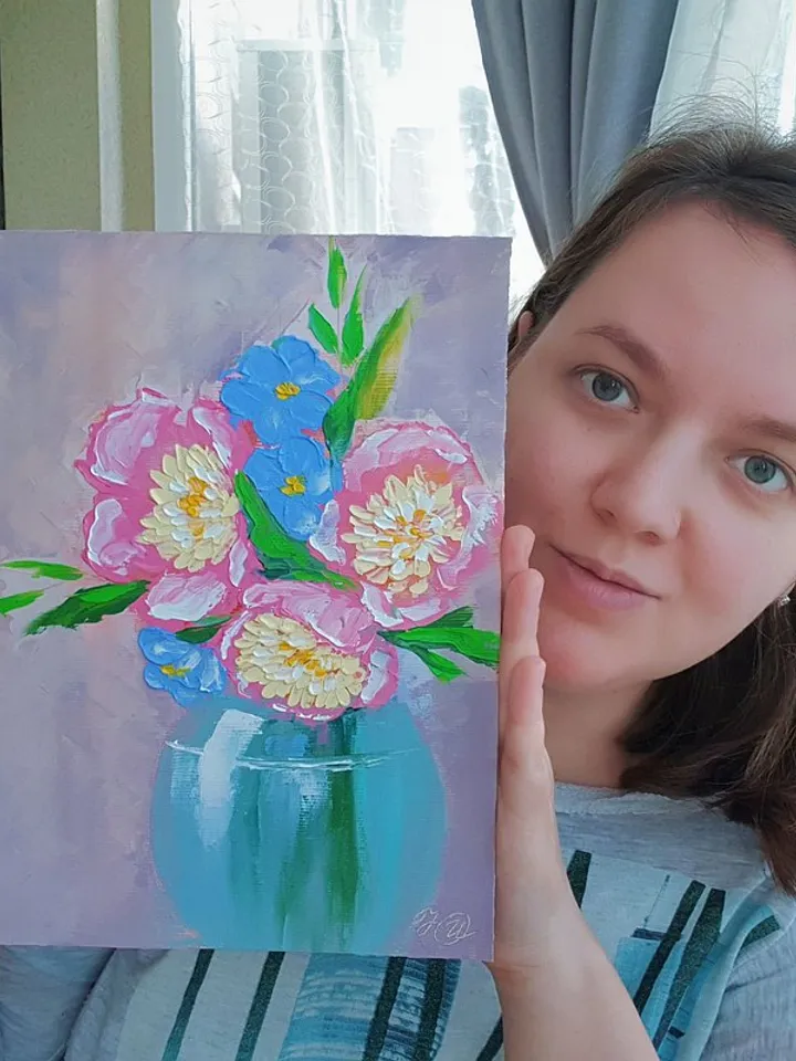 Peony Painting Bouquet Original Art Floral Wall Art Flower Artwork Oil Painting