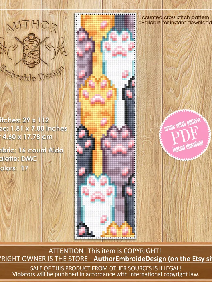 Bookmark set Cat cross stitch pattern download PDF Cat bookmark cross stitch chart, Handmade bookmark pattern digital PDF Cat in space #B233