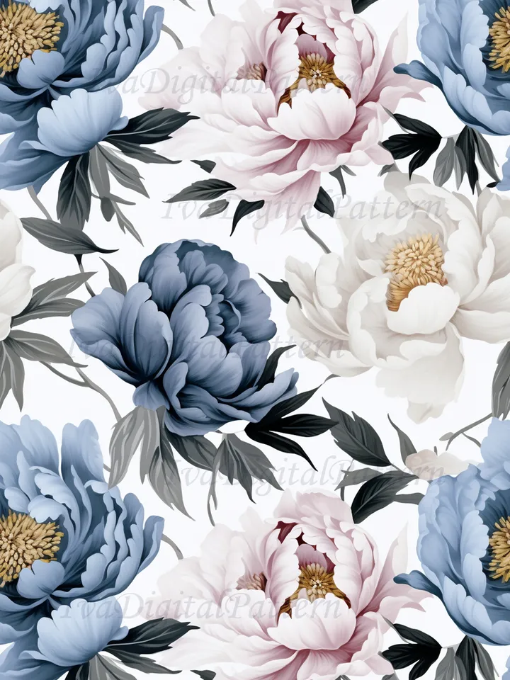 Seamless watercolor blue pink wild peony pattern, digital paper, floral pattern, mosaic pattern, commercial use
abstract floral seamless pattern - repeating pattern