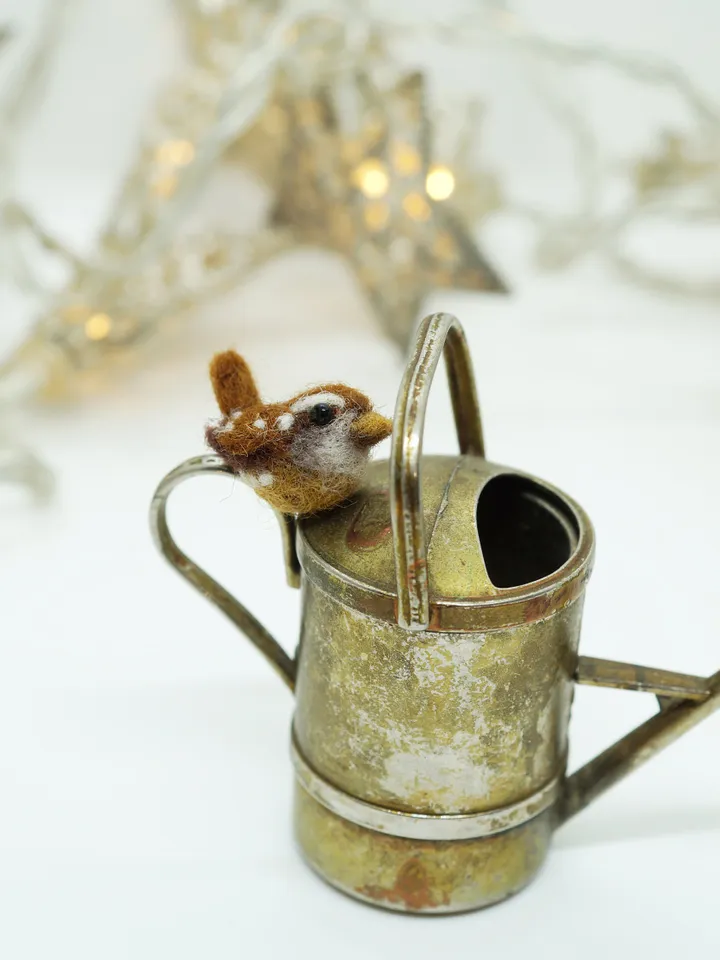 Tiny needle felted wren, miniature bird, made to order