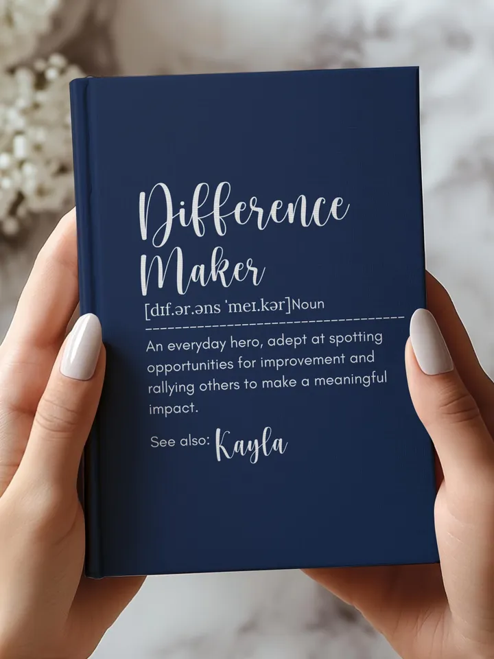 Personalized Difference Maker Journal with your name;  Difference Maker Definition Gift; Custom Coworker Gift Employee gift Mentor Leader