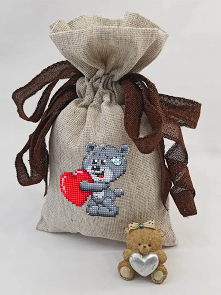Small Valentine cross stitch pattern download PDF Cute bear cross stitch, Mini cross stitch chart, Easy beginner embroidery PDF #V19