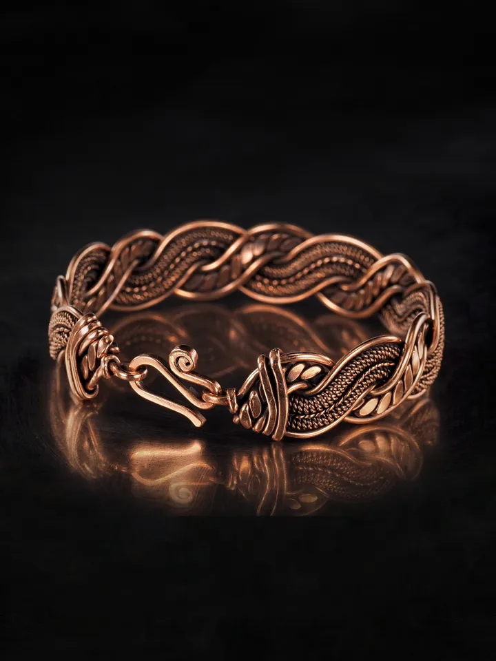 Copper wire wrapped bracelet for woman 7th Anniversary gift Small size bracelet