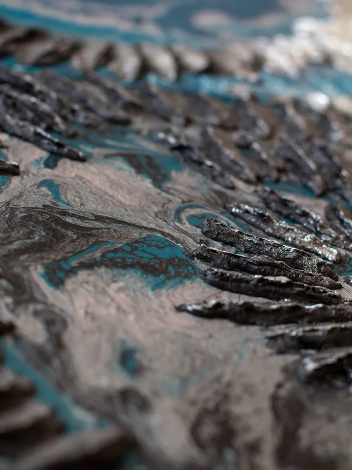 Waterscape wall art | Modern Abstract Sea Painting | 3D Effect Acrylic Art on MDF Board | Handmade Artwork | Blue Square painting | Modular painting