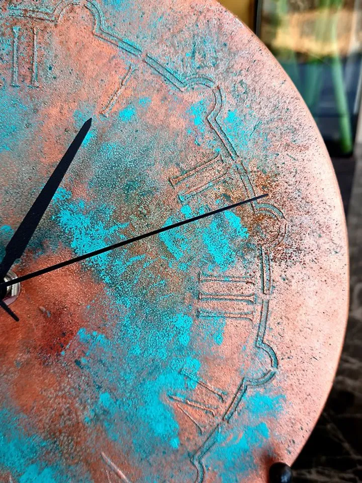 Unique art teal small copper color wall clock Retro wall clock Silent wall clock