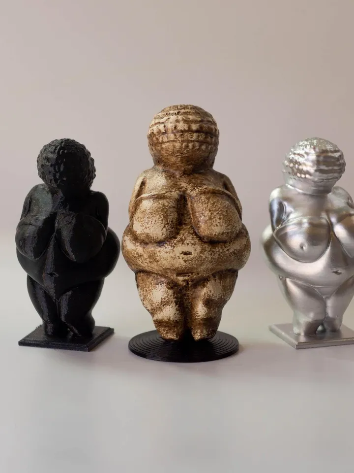 Pack of 3 Ancient Paleolithic Venus of Willendorf Brown, Silver and Black, Museum Replica, Fertility Goddess, Tribal Craft, Museum Replica
