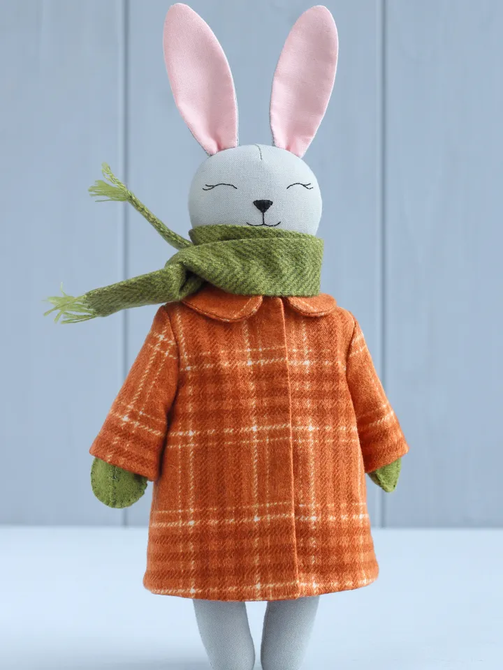 PDF Cold Weather Outfit (Coat, Scarf and Mittens) for Large Doll Sewing Pattern