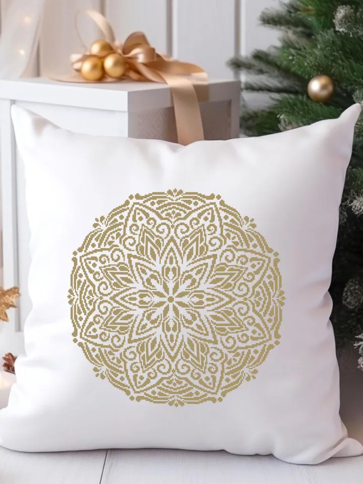 Flower mandala cross stitch pattern PDF download Mandala ornament cross stitch chart, Mandala pattern digital PDF, Mandala embroidery #M268