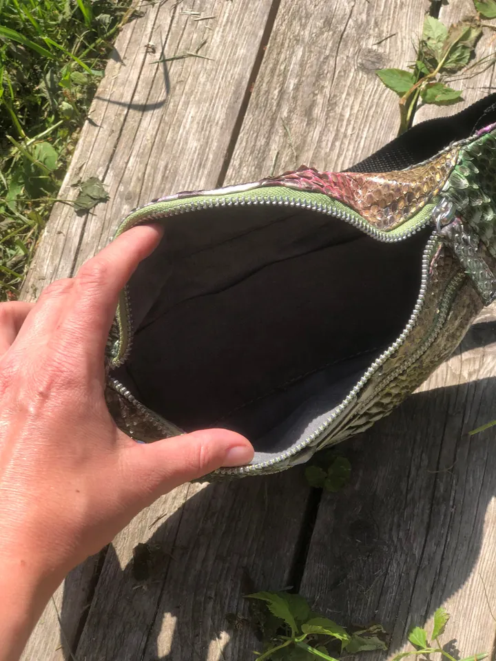 Genuine Python Skin Fanny Pack  Bronze Green Milticolor  | Leather Belt Bag| Unisex Fanny Pack | Exotic Leather Bags | Snake Print Bag