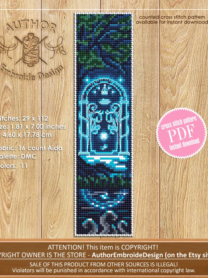 Fantasy bookmark set cross stitch pattern download PDF Fairy door cross stitch Magic handmade bookmark Nature cross stitch Wizard world #B90