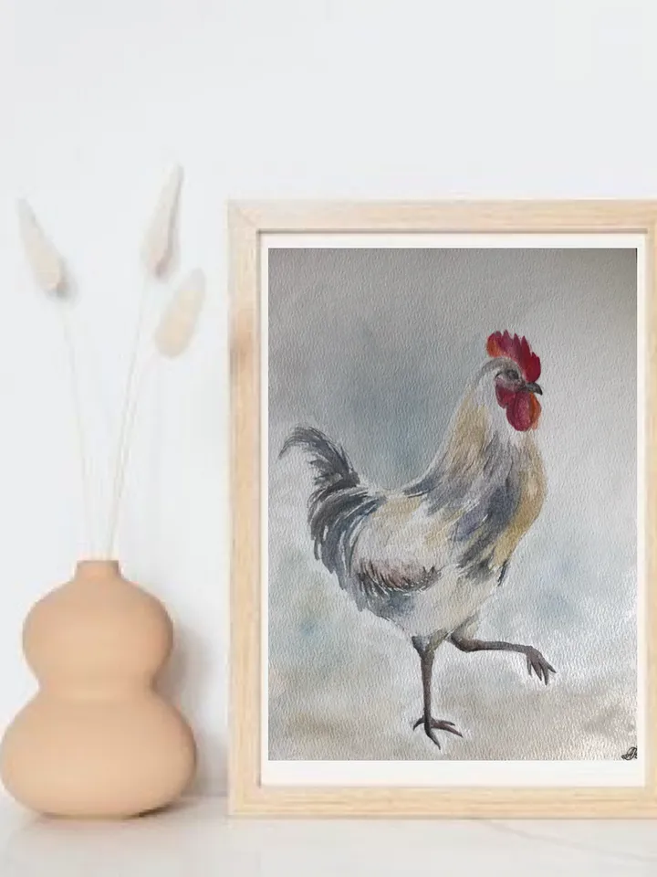 Rooster bird wall art painting living room original watercolour hand painted modern painting