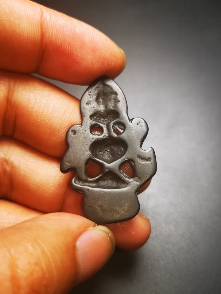 Gandhanra Antique Triratna Symbol Badge, Nubro,Tibetan Buddhist Protective Amulet Pendant,Made of Thokcha,60 Years Old