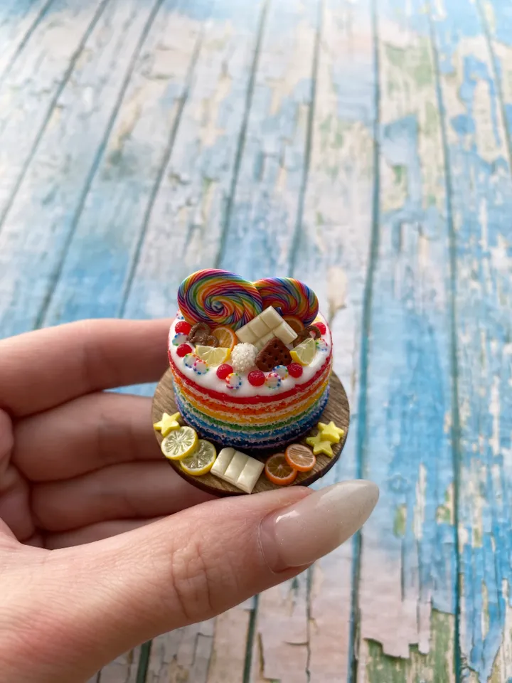 Miniature Rainbow Cake Dollhouse Sweet Candy