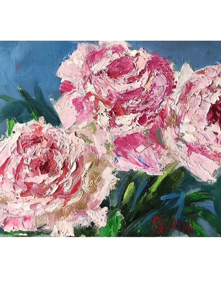 Peony Oil Painting Peonies Oil Painting Floral Wall Art Flower Canvas Artwork