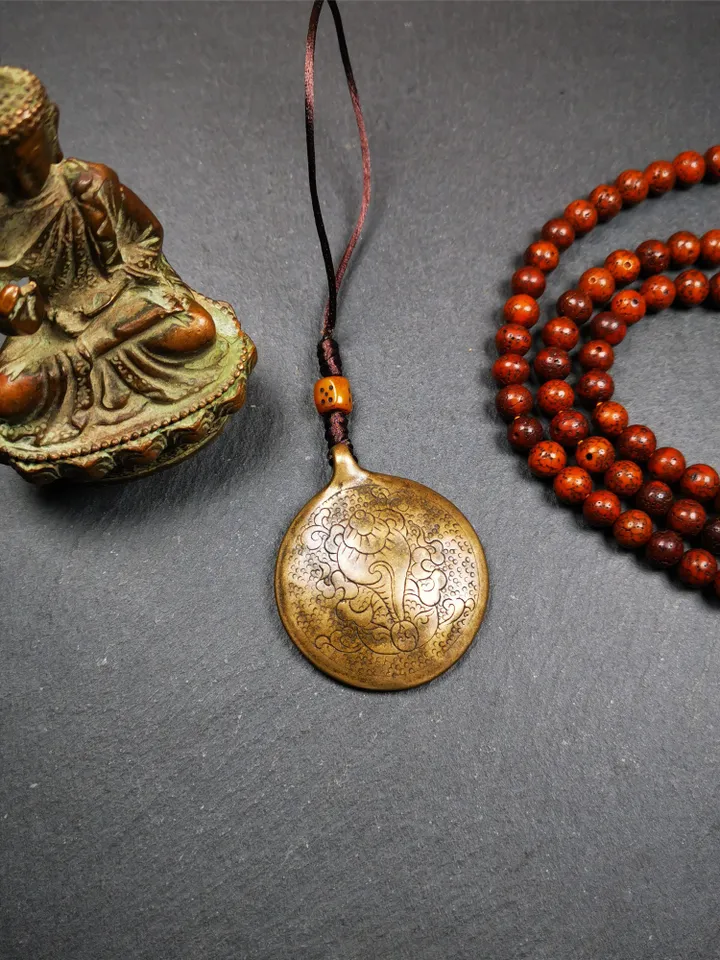 Gandhanra Antique Tibetan Buddhist Astrological Mandala,Calendar Badge,Melong Mirror,SIPAHO Amulet(srid pa ho),Ritual Conch Pattern