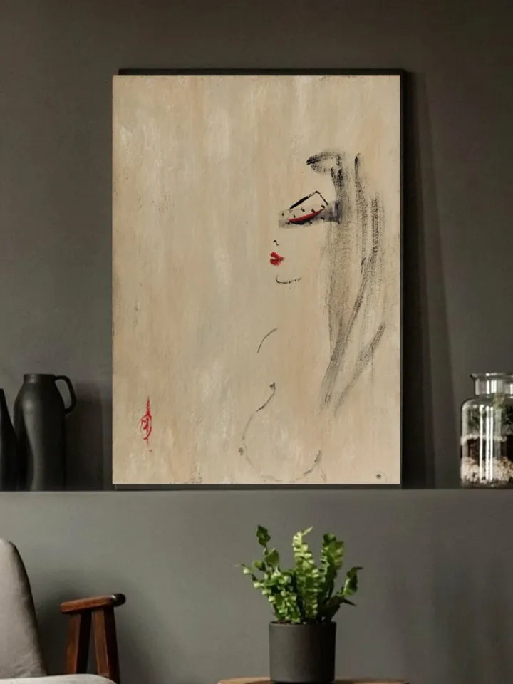 Naked woman painting Original art Wabisabi interior