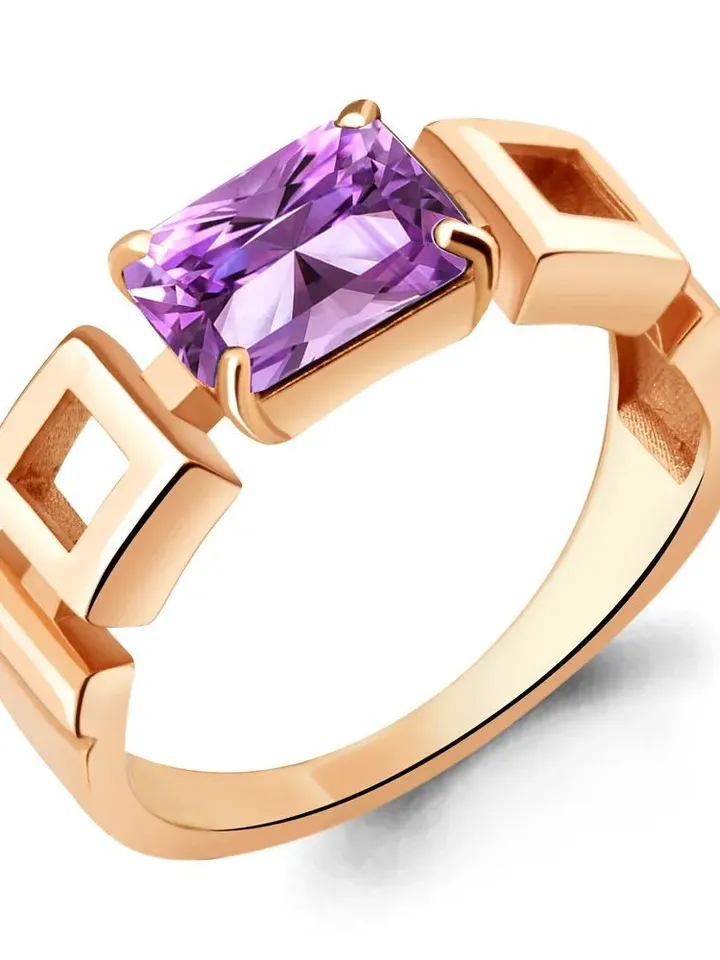 Ring silver 925 gold plated with amethyst