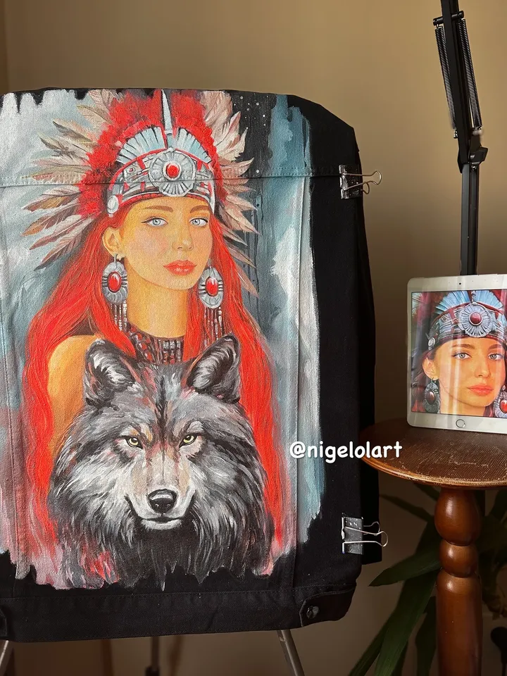 Painted denim jacket
Custom denim jackets Personalized jean jackets Oversized jean jacket gift for her portrait painted art portraits paint on photo