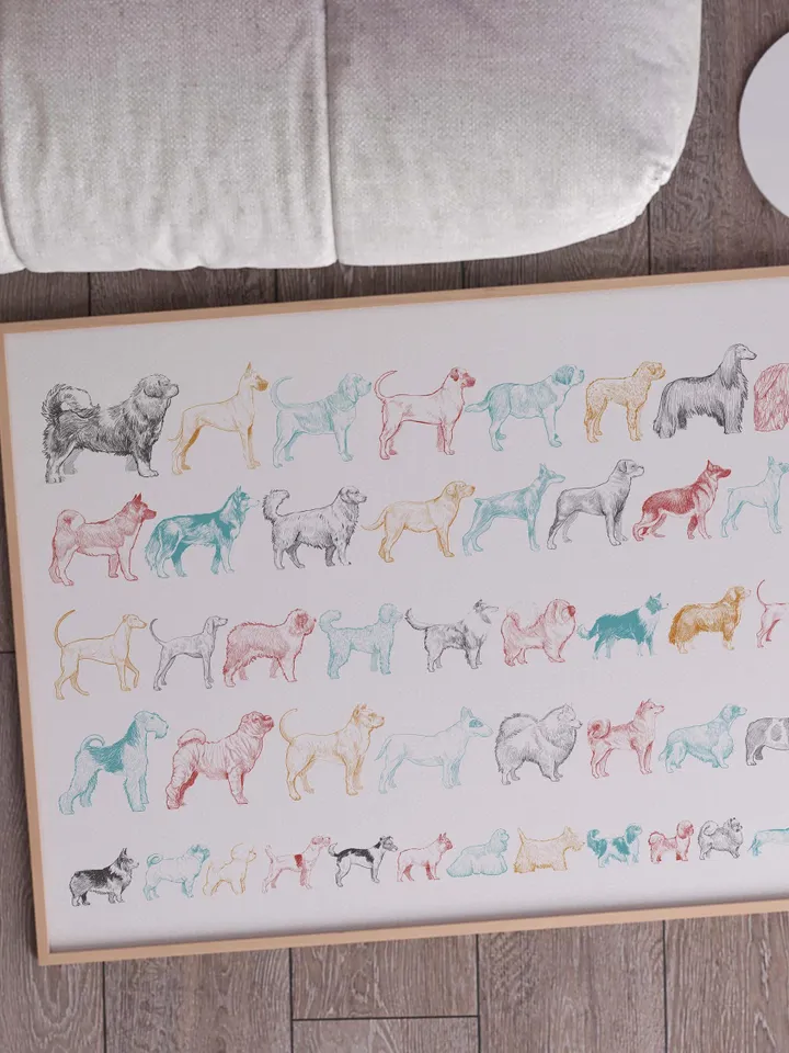 Dog Illustration Art Set, Hand-Drawn Dog Sketches, Colorful Pet Poster, Vintage Dog Prints, Digital Wall Art Download, Dog Lover Gift