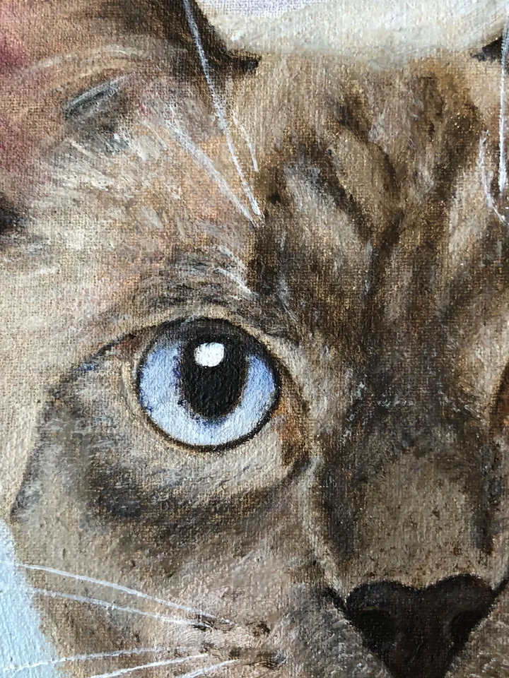 Cat portrait original oil painting on canvas animal art pet portrait hand painted modern painting wall art 8x8 inches