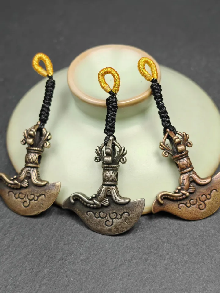 Delicate Small Kartika Amulet (Knife of the dakinis),Gandhanra Antique Tibetan Buddhism Protective Charm Pendant,31×27mm