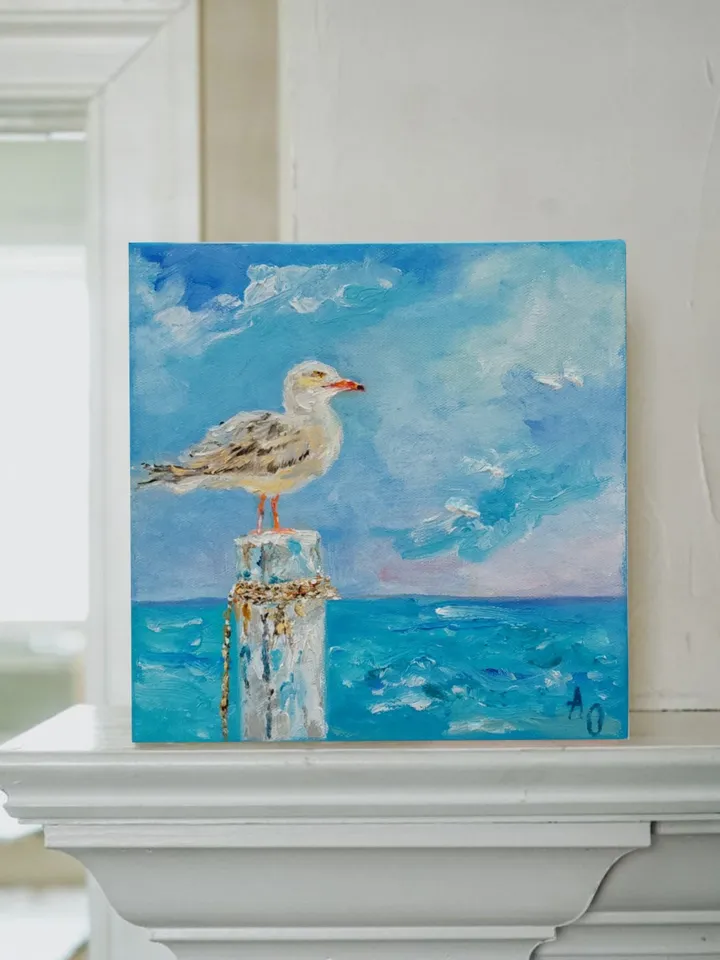 Gull oil painting 20x20cm (8x8 inches)