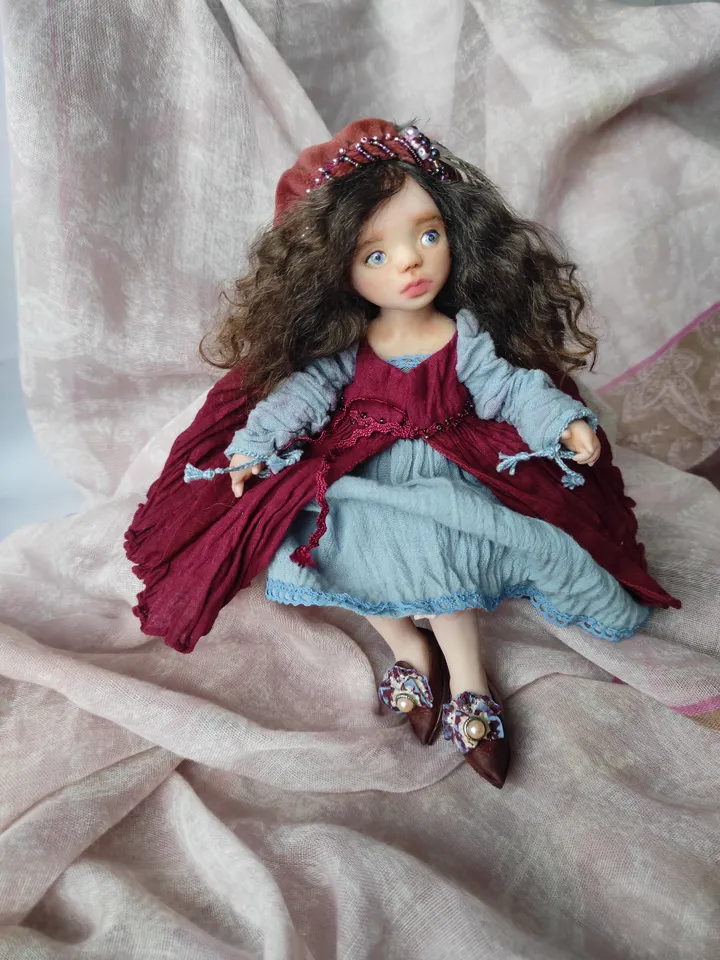 Handmade collectible doll. Doll in Venetian style. Snow White.