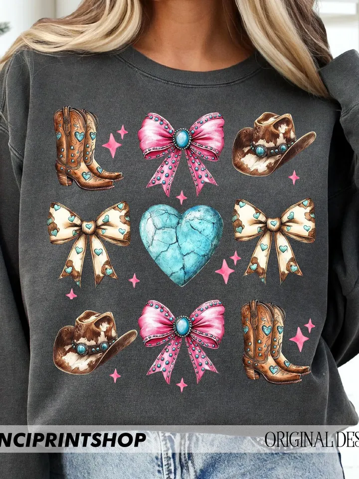 Western Valentines Coquette Bow png, Howdy Valentine png, Cowgirl Valentines, Turquoise Cowhide, Western Png, Love png, Valentines png, love