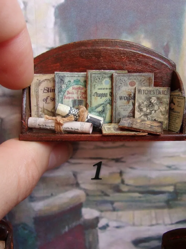 Books on the shelf.1:12 scale.