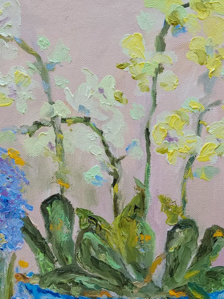 Oil painting on canvas "Still life. Orchid in a Chinese vase" 30x40cm (12x16inch)